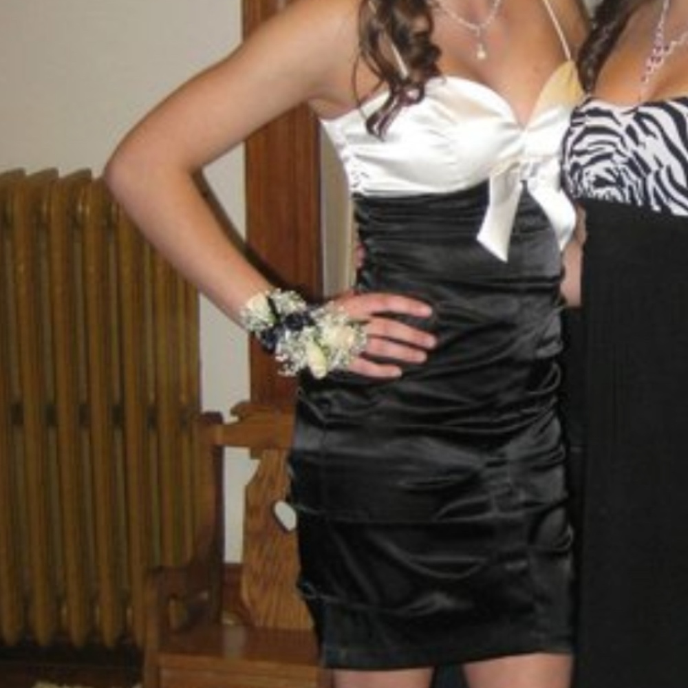 Black and White Form Fitting Semi-Formal Dress